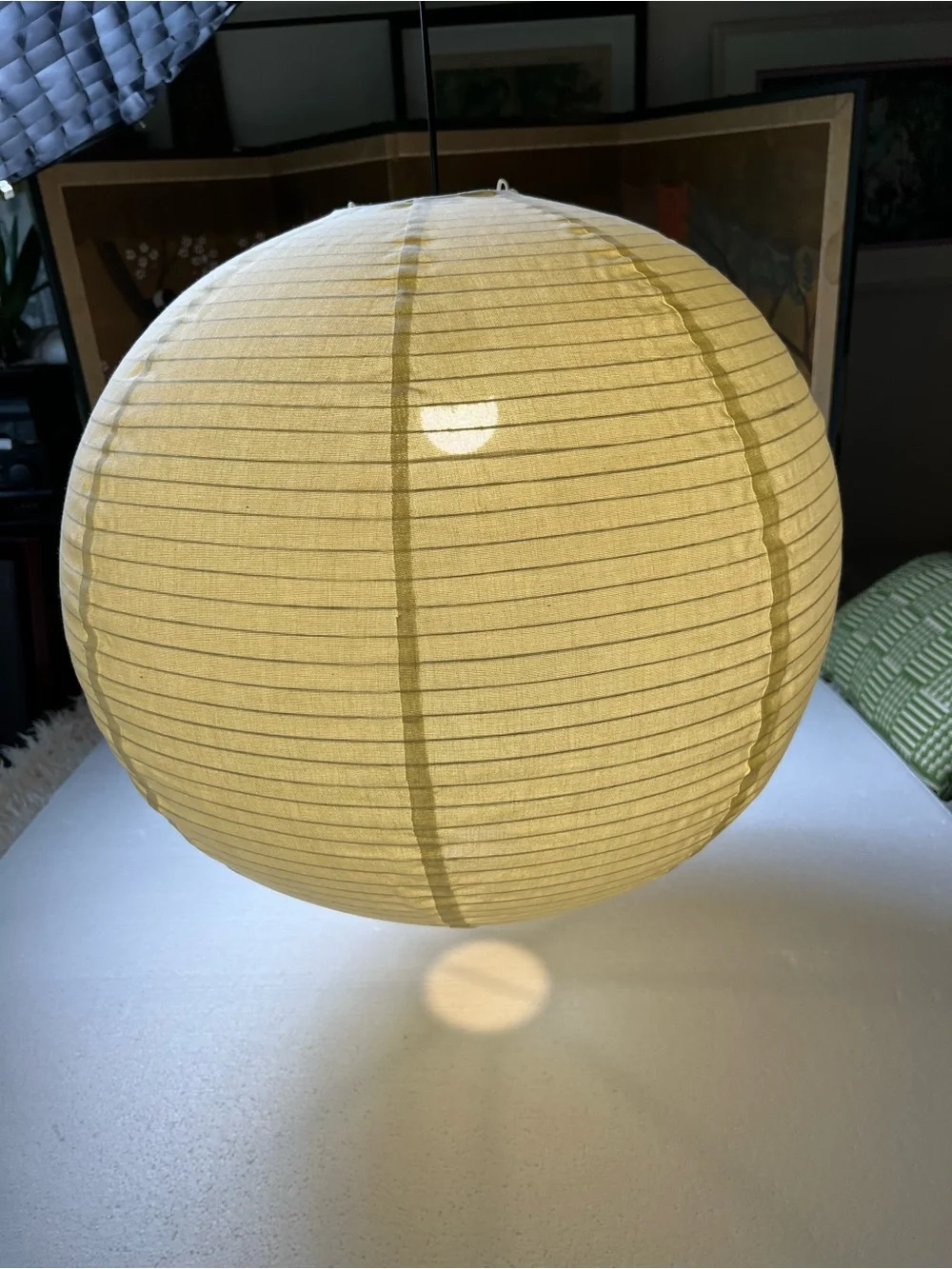 Round Beige Paper Lantern Pendant Shade